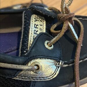 Sperry Black and Gold Boat Shoes